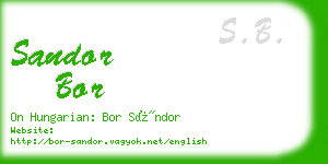 sandor bor business card